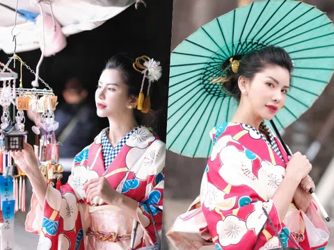 Hoa hậu Loan Vương mặc kimono dạo chơi ở Nhật Bản